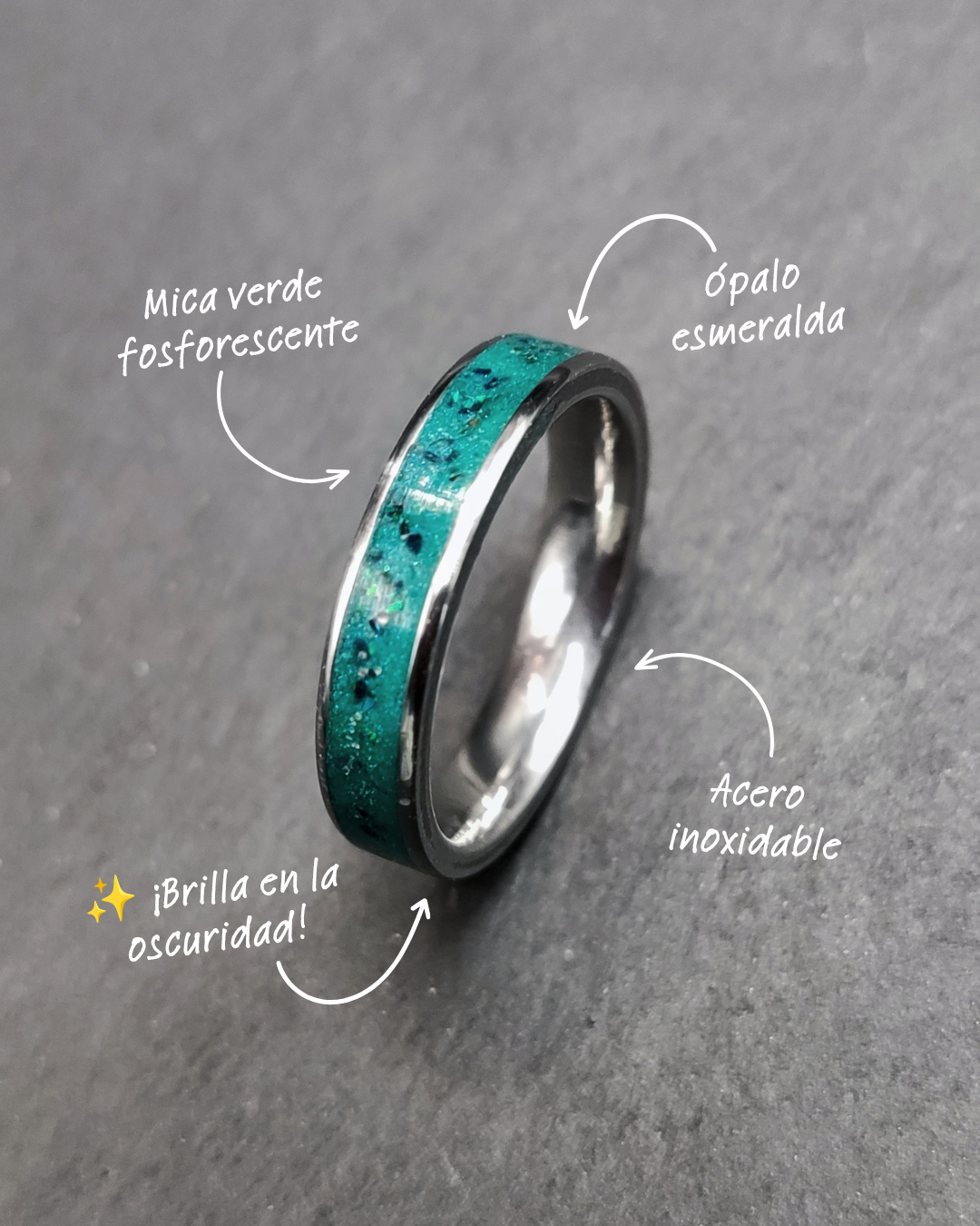 Anillo "Fragas do Eume" (4 mm) · Brilla en la oscuridad